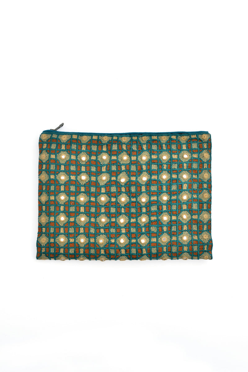 Handwoven Abla Clutch- Rust Orange & Green