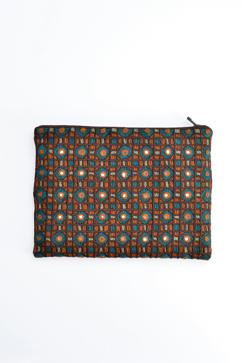 Handwoven Abla Clutch- Rust Orange & Turquoise