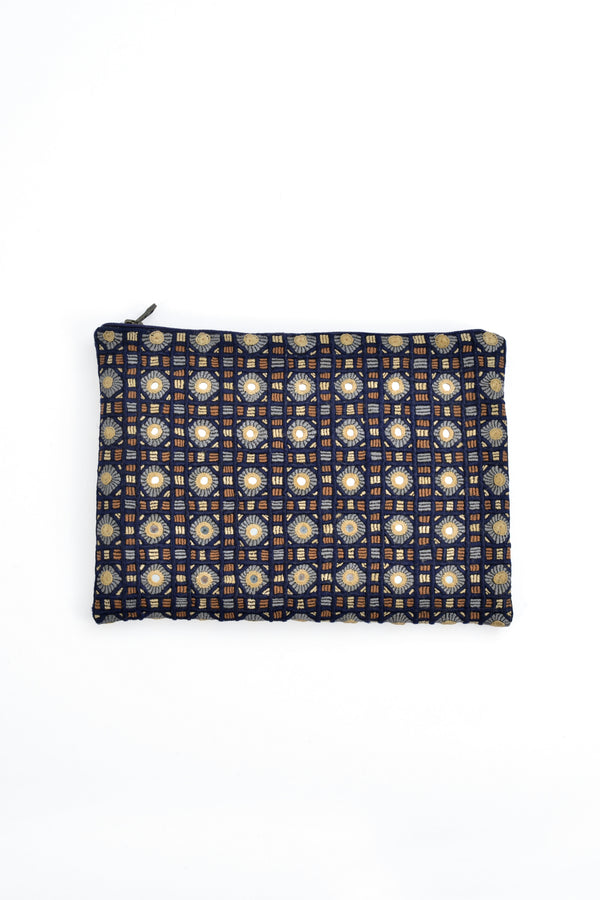 Handwoven Abla Clutch- Brown & Navy