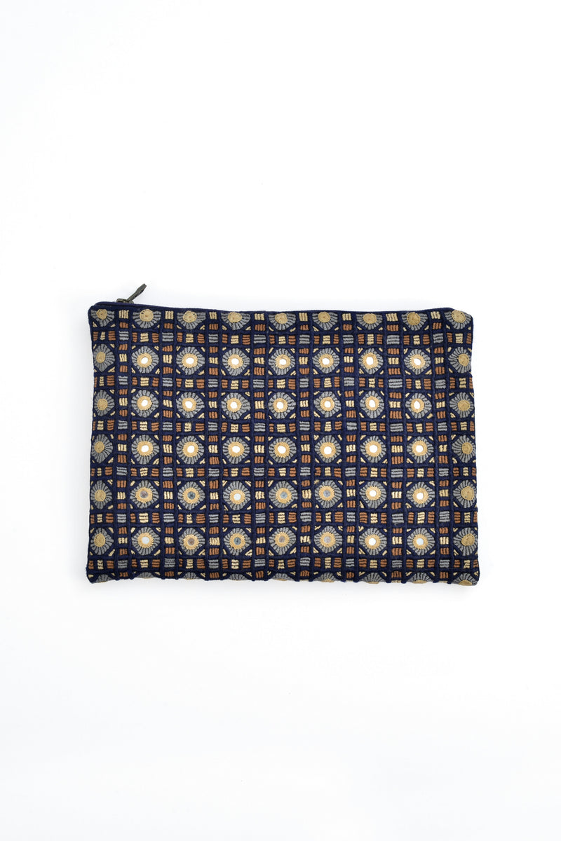 Handwoven Abla Clutch- Brown & Navy