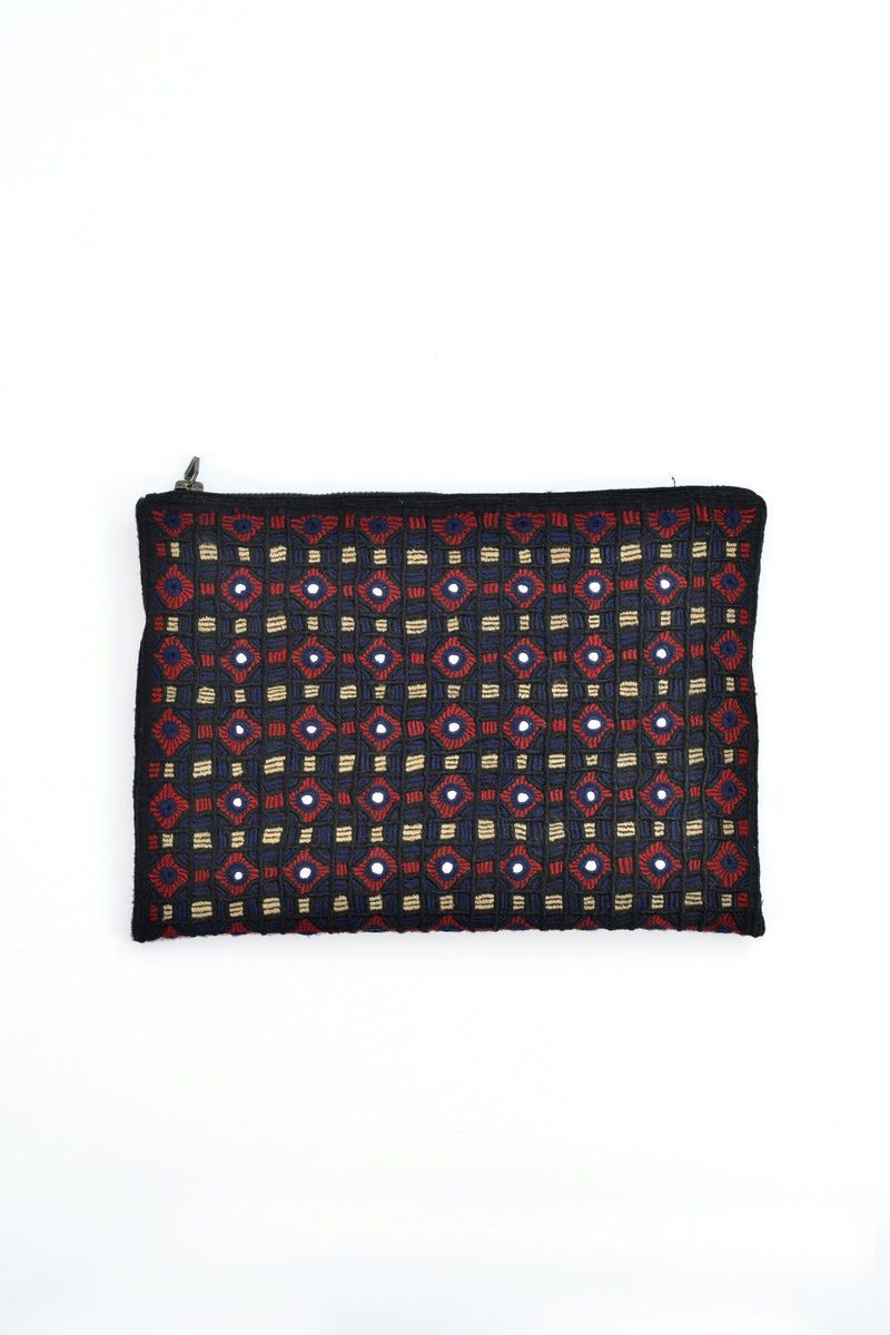 Handwoven Abla Clutch- Burgundy, Black and Navy